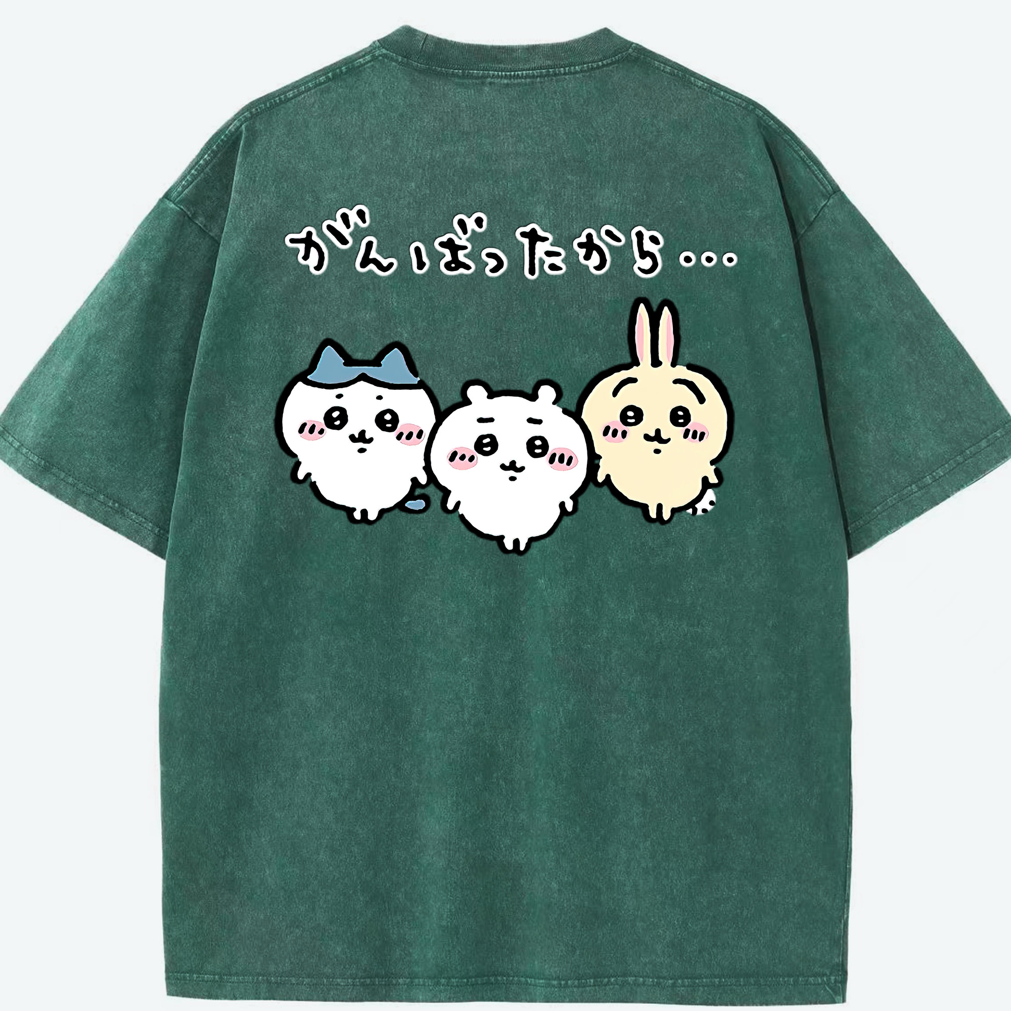 （画像用） ちいかわ ハチワレ Chii-kawa hachiware 綿100% ヴィンテージ風 半袖Tシャツ（背面プリント）